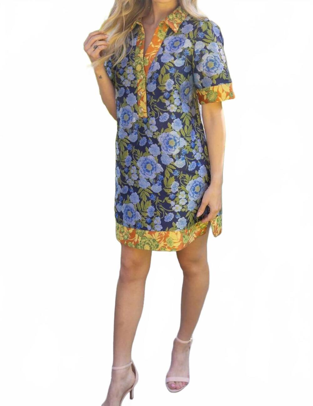 NEW VOY caroline garden mini dress in blue